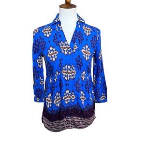 Anthropologie Maeve Blue Woodland Walk Blouse size 2